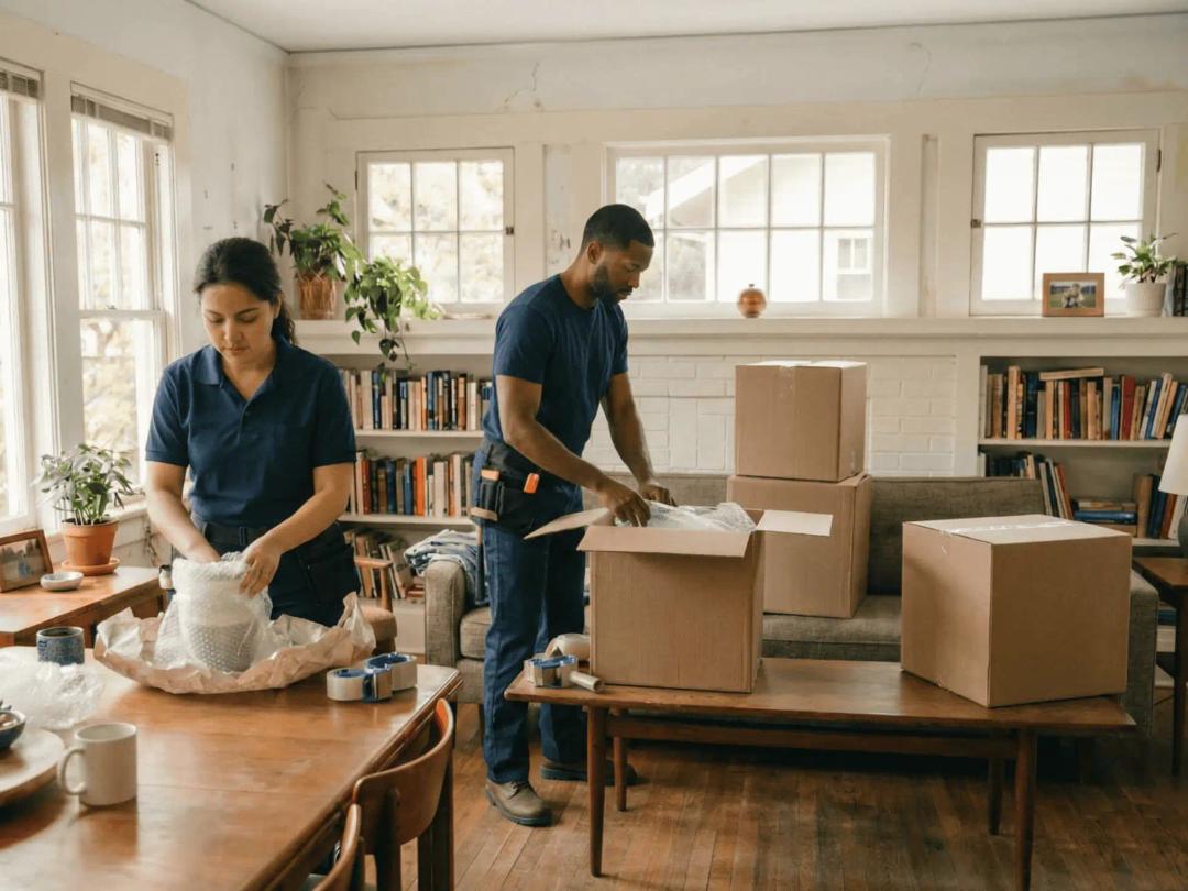Professional packers packing up a home.